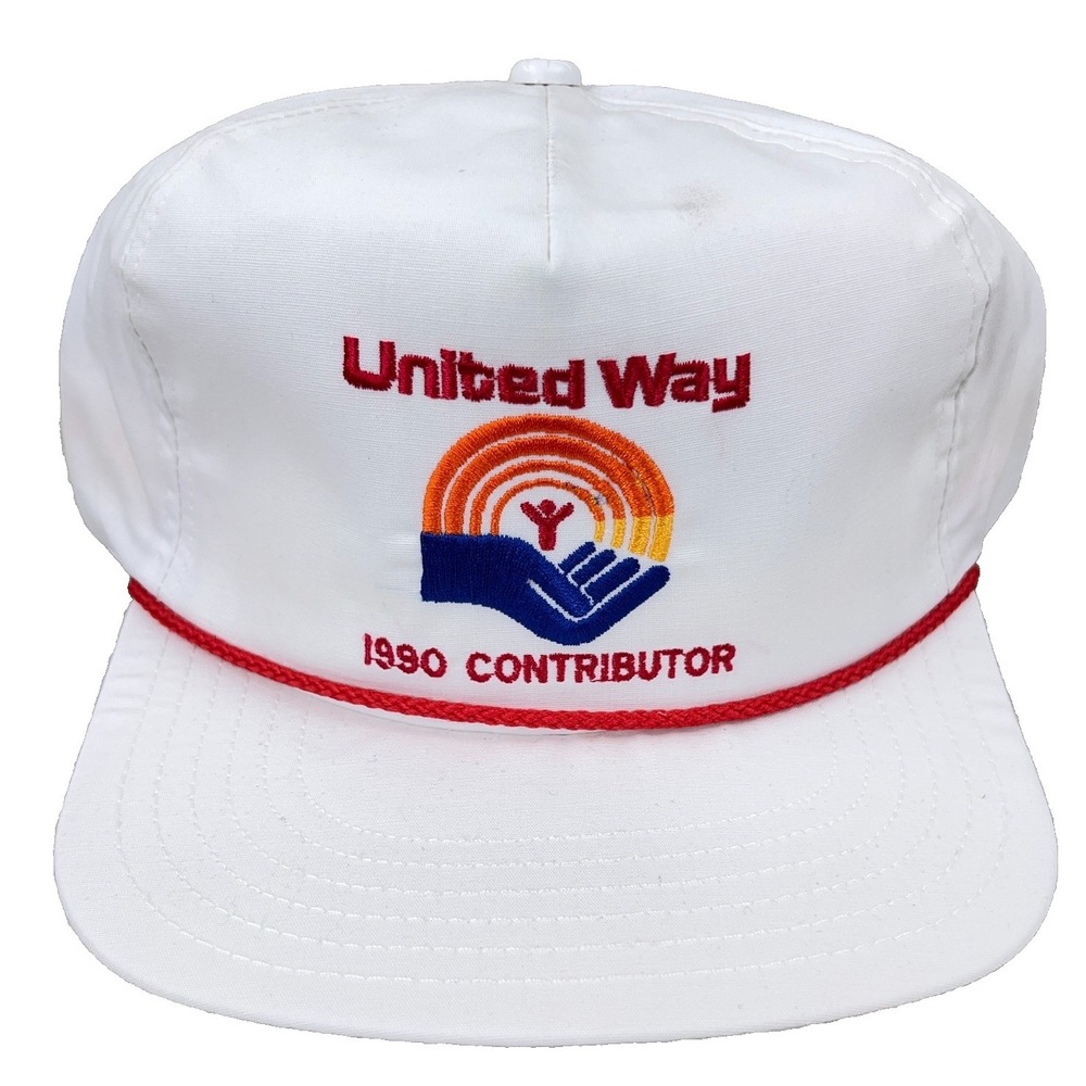 Vintage‎ United Way Trucker Hat Cap Made In USA 90s White Red Rope Snapback Mens